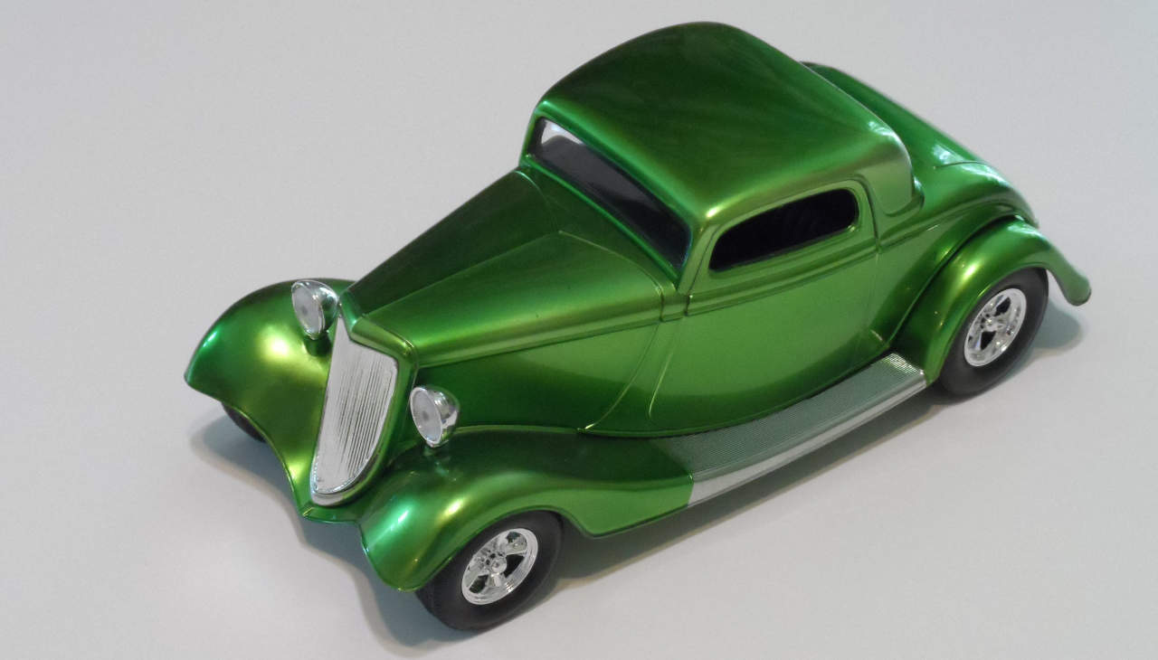 Alcald II Candy Lime Green Enamel on a hotrod model.